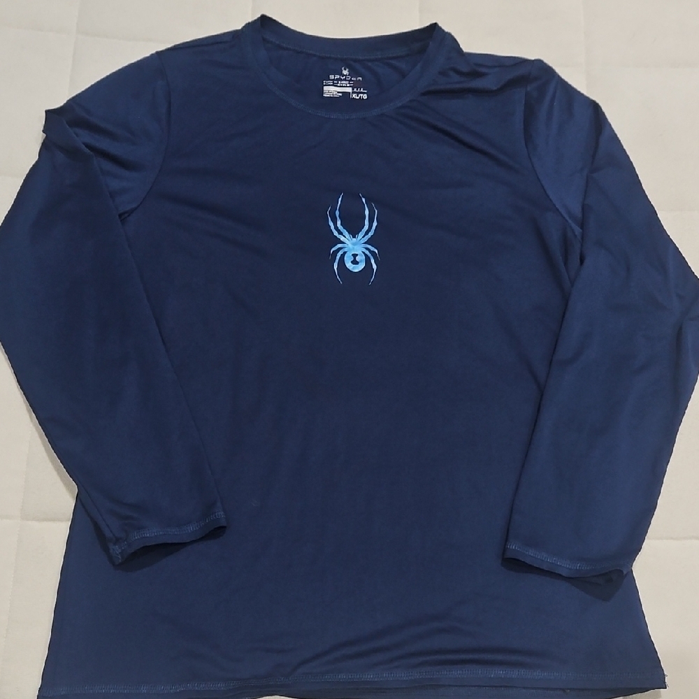 Spyder Navy Long Sleeve with Blue Spider Logo XL